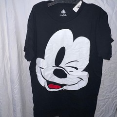 NWT Disney Parks Classic Mickey Mouse Wink Graphic Tee T-Shirt Black – Large