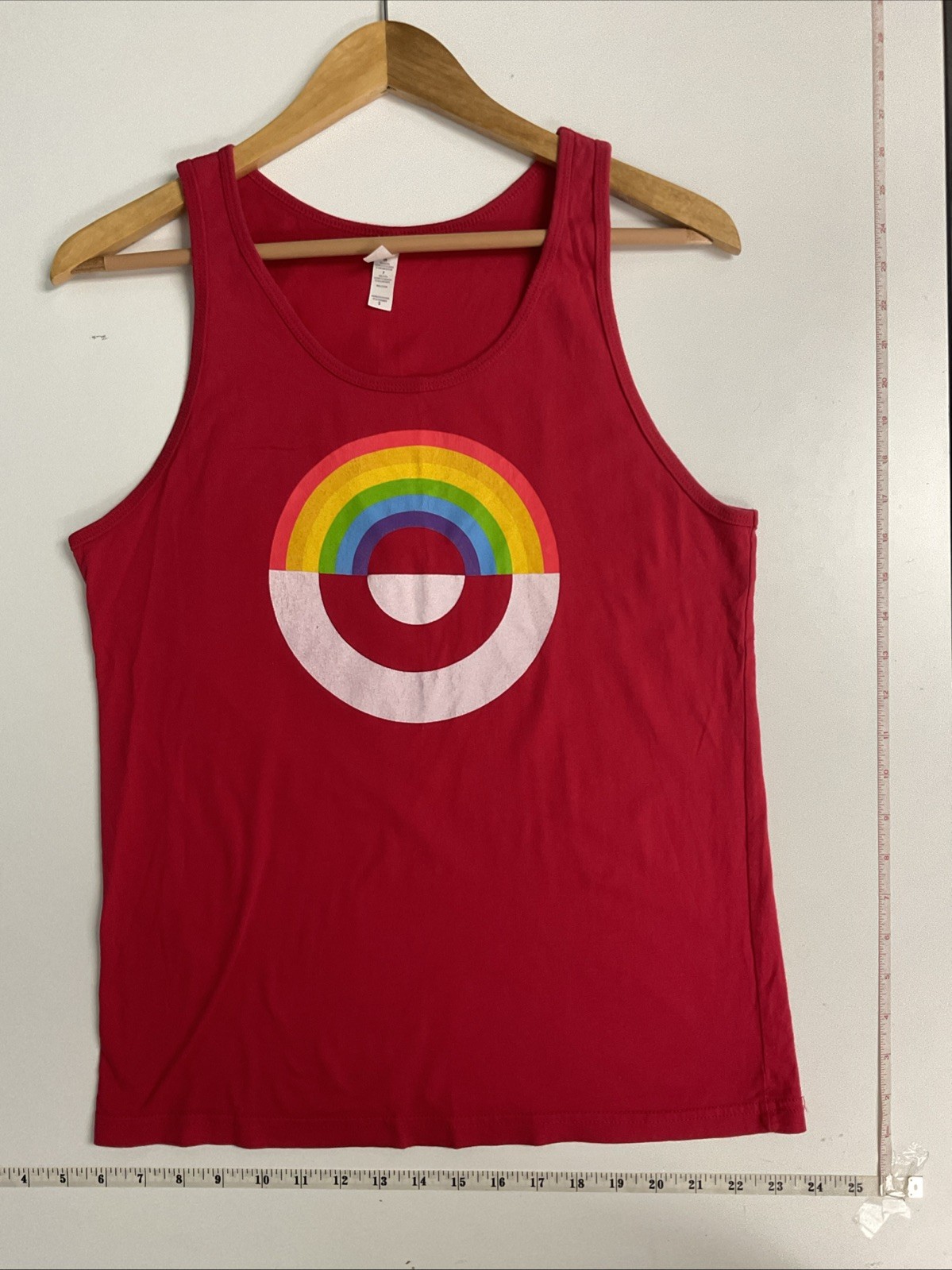 Men’s RED Target Bullseye Pride Rainbow Tank Top Small LGBT