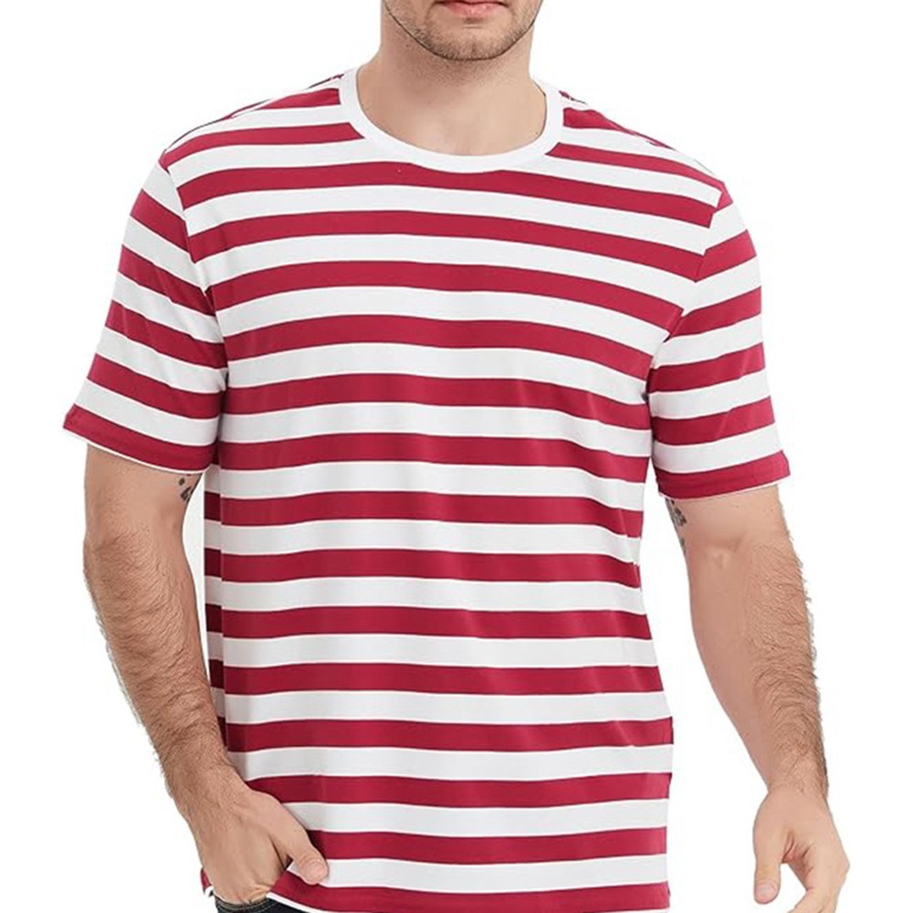 Cool Men's Summer Loose Striped Sailor T Shirt Casual O Neck Short Sleeve Tee gallery