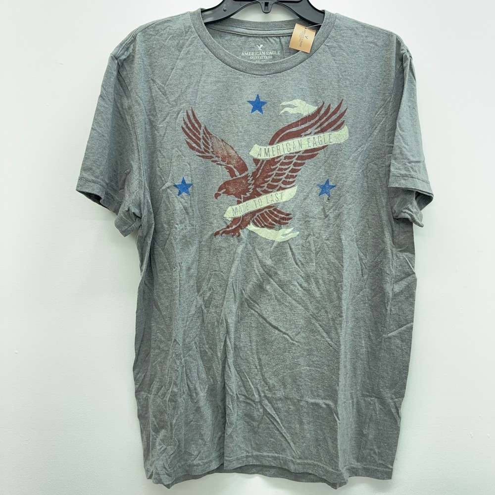 American Eagle Made To Last Gray Classic Fit Short Slee Tee Shirt Men’s Size L