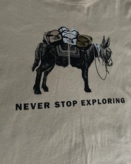 The North Face Pack Mule Donkey Burro Never Stop Exploring Tan T-Shirt Mens L