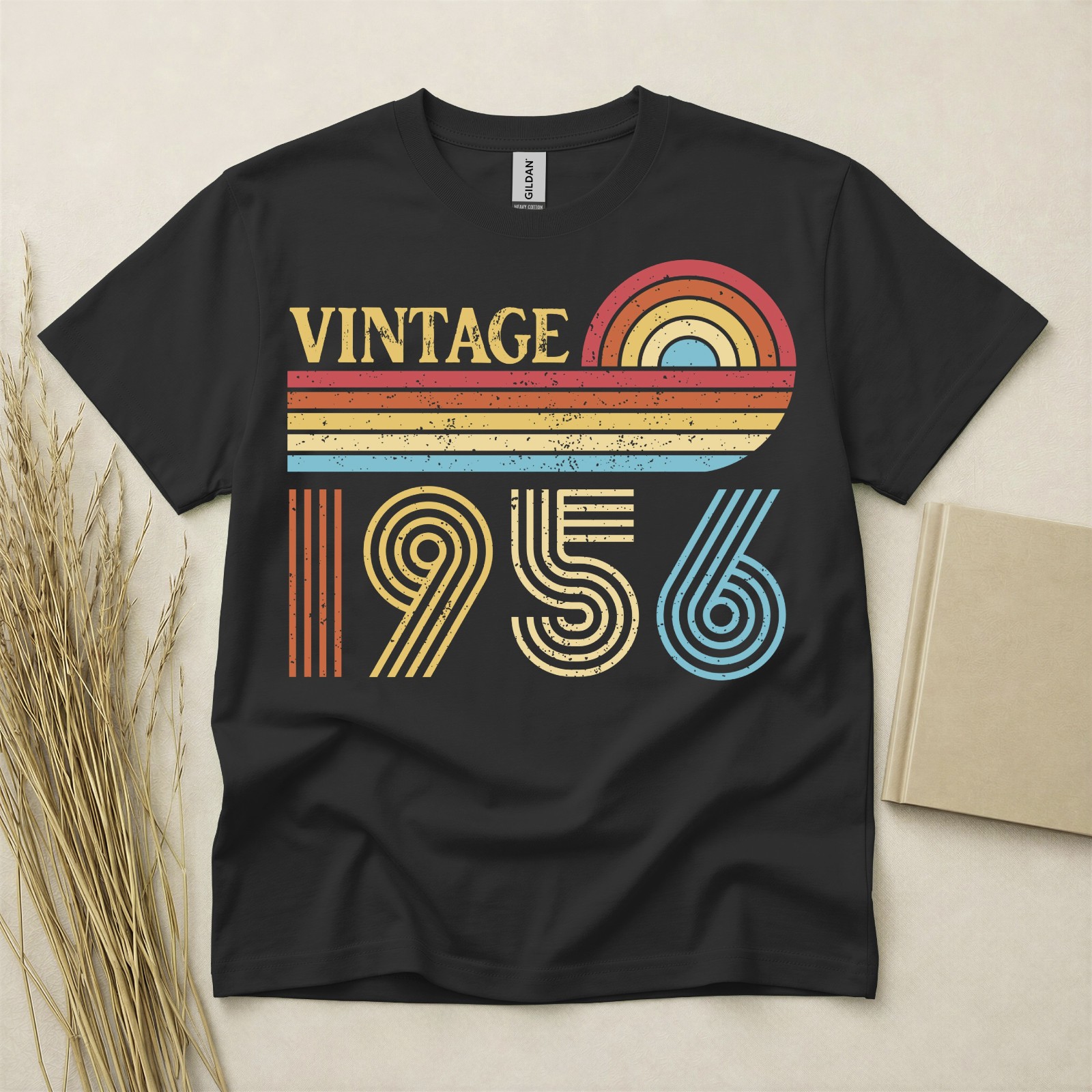 70th Birthday T-shirt Born In 1956 Gifts Vintage Rainbow TShirt Retro Style Tee gallery