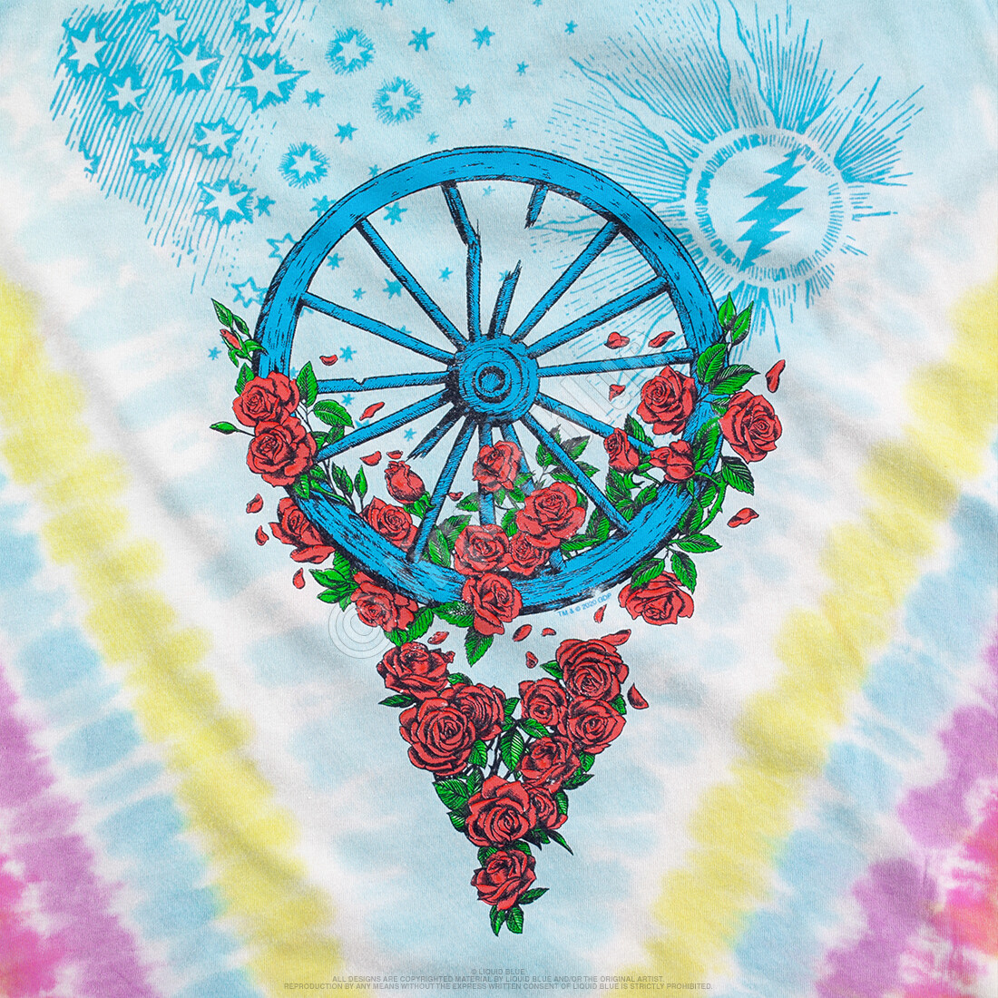 GRATEFUL DEAD-ROSE GARDEN-BERTHA-WHEEL-TIE DYE 2 Sided T-SHIRT S-M-L-XL-XXL-3X gallery