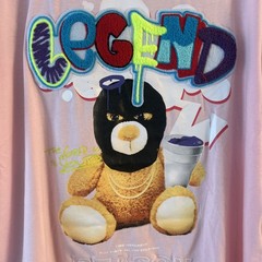 Reason Legend Bear Chenille Men’s Tee Crew Neck Short Sleeve Pink XL