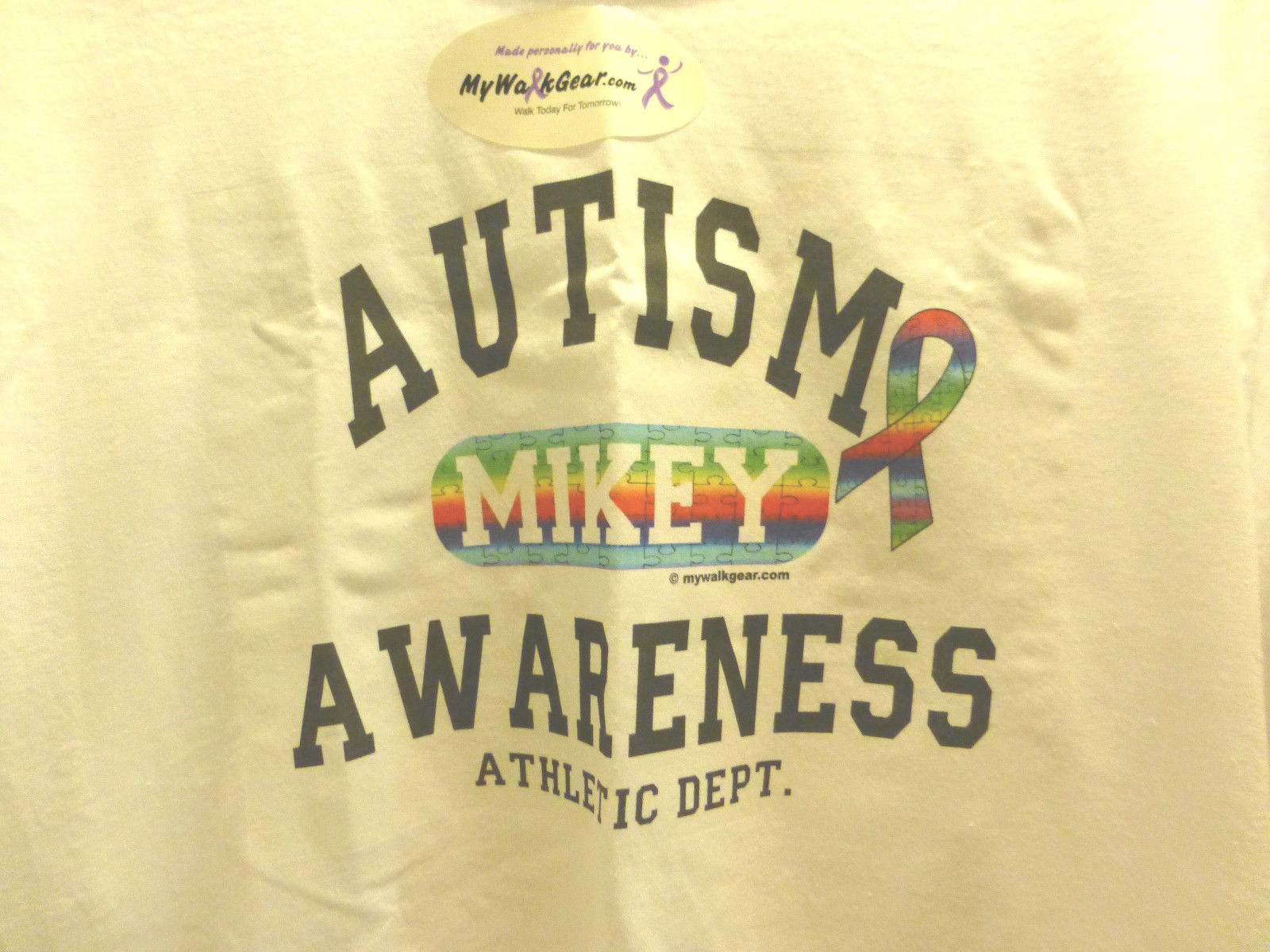 Autism Awareness Medium Shirt Mikey Personalized NEW Adult 50 cotton 50 poly M gallery