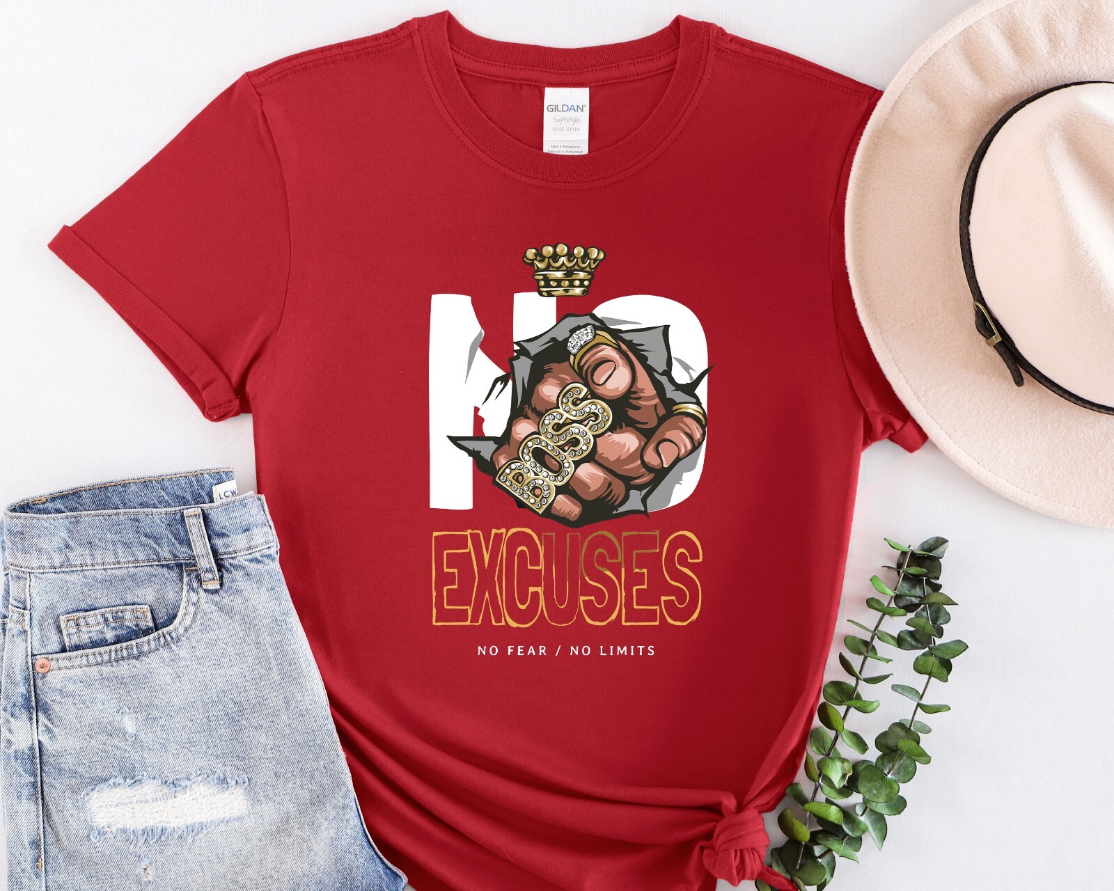 No Excuses Shirt, No Fear No Limits T-Shirt, Motivational Gym Tee, Unisex Top gallery