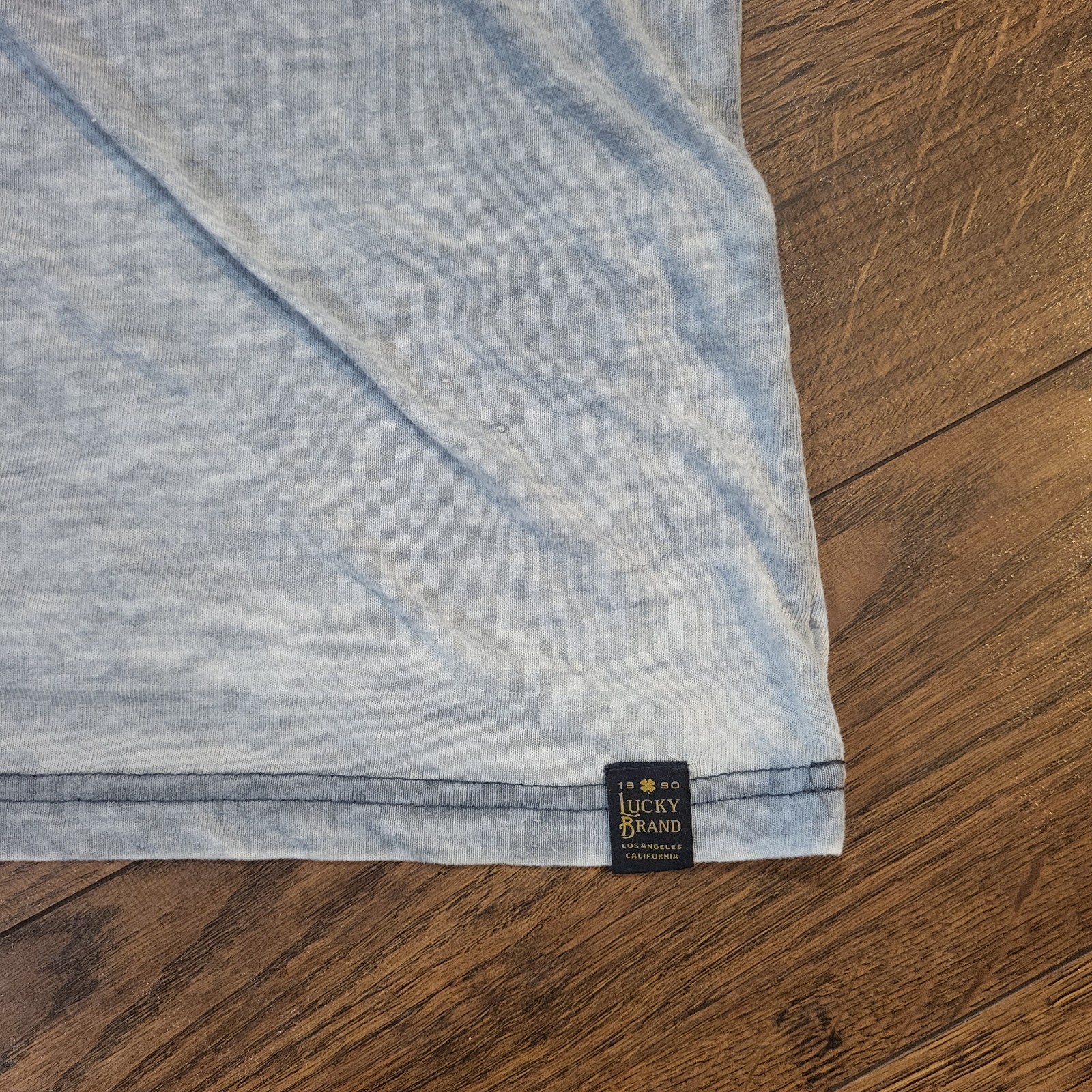 Lucky Brand Venice Burnout Henley T Shirt Mens L Blue Gray Short Sleeve Thin gallery