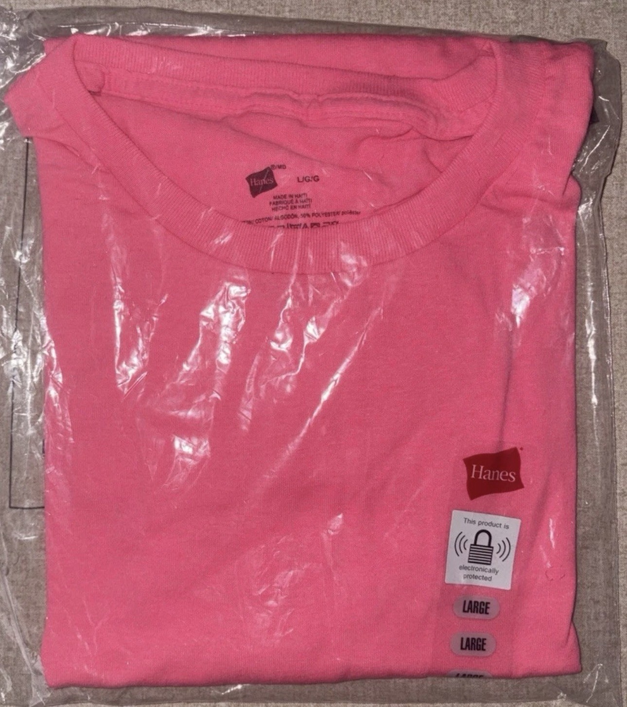 Hanes Unisex Ecosmart Stylish T Shirt Casual Safety Pink Plain T-Shirt - Large gallery