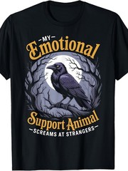 Emotional Support Animal Gothic Birds Animal Crow T-Shirt