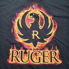 Ruger Gun Pistol Flamed Phoenix Logo Reliable Firearms Licensed T-Shirt 2XL NEW