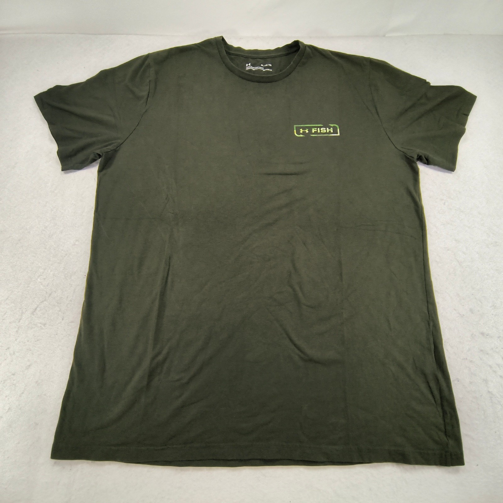 Under Armour Fish Crew Neck Short Sleeve Shirt Mens Size Extra Large XL Green gallery