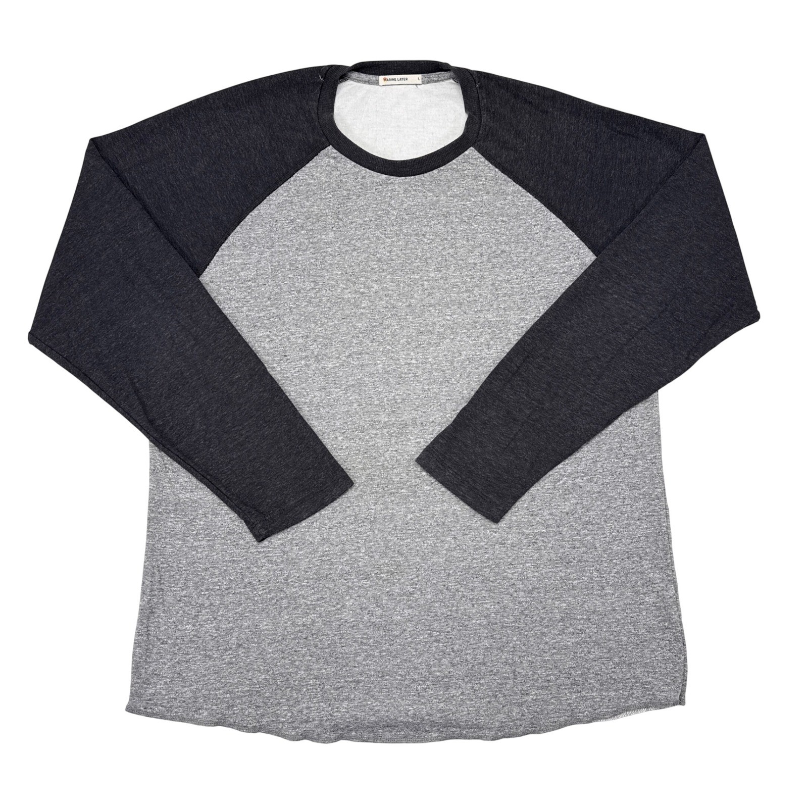 Marine Layer Long Sleeve Shirt Mens Size Large Gray Black Casual Baseball
