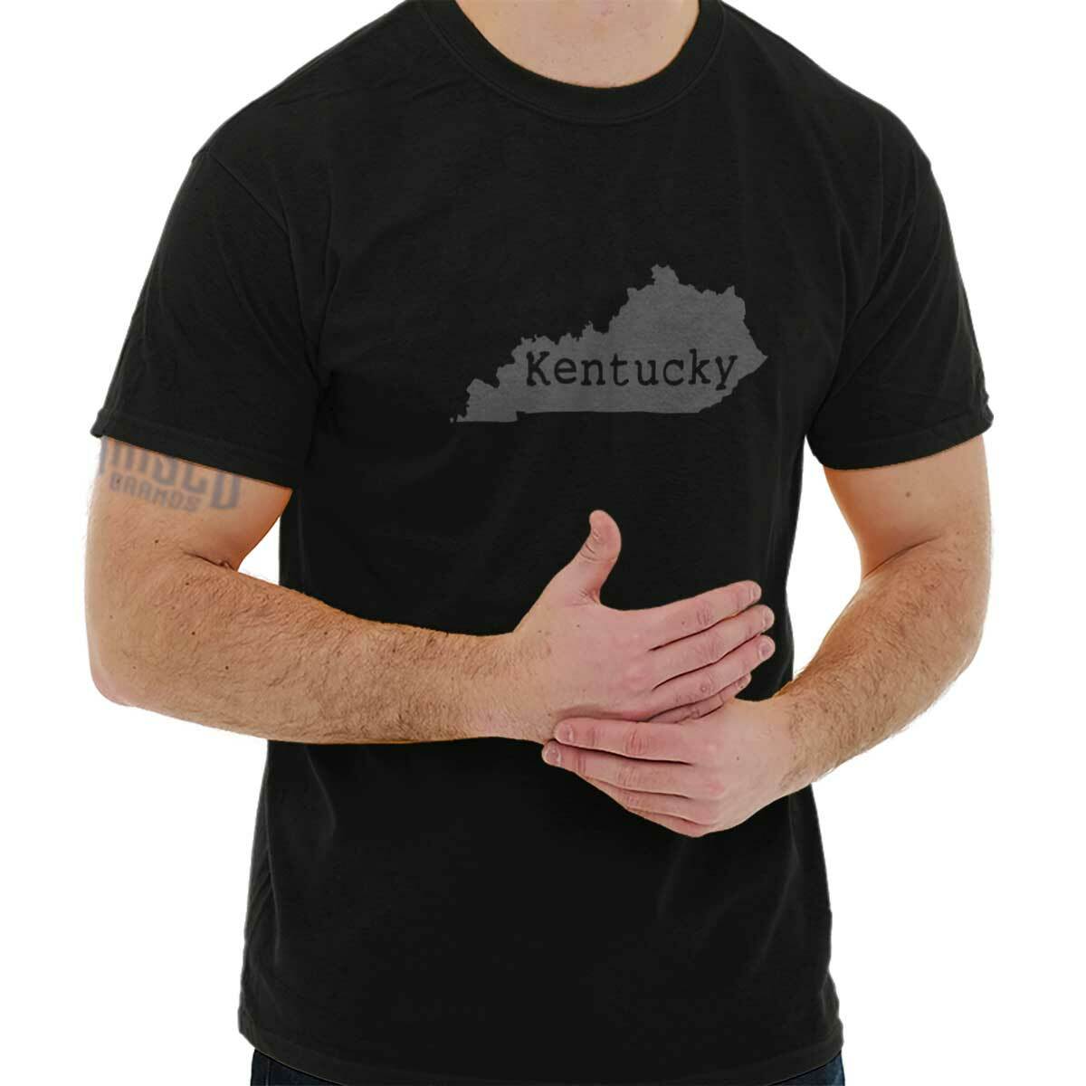 Kentucky Map Shape Vacation KY Pride Gift Adult Short Sleeve Crewneck Tee gallery