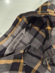 Harley-Davidson Black, Gray & Mustard Plaid Flannel Shirt Jacket