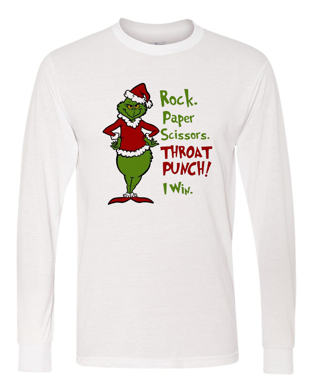 The Grinch - Rock, Paper, Scissors, Throat Punch, I Win! - Long Sleeve T-Shirt gallery