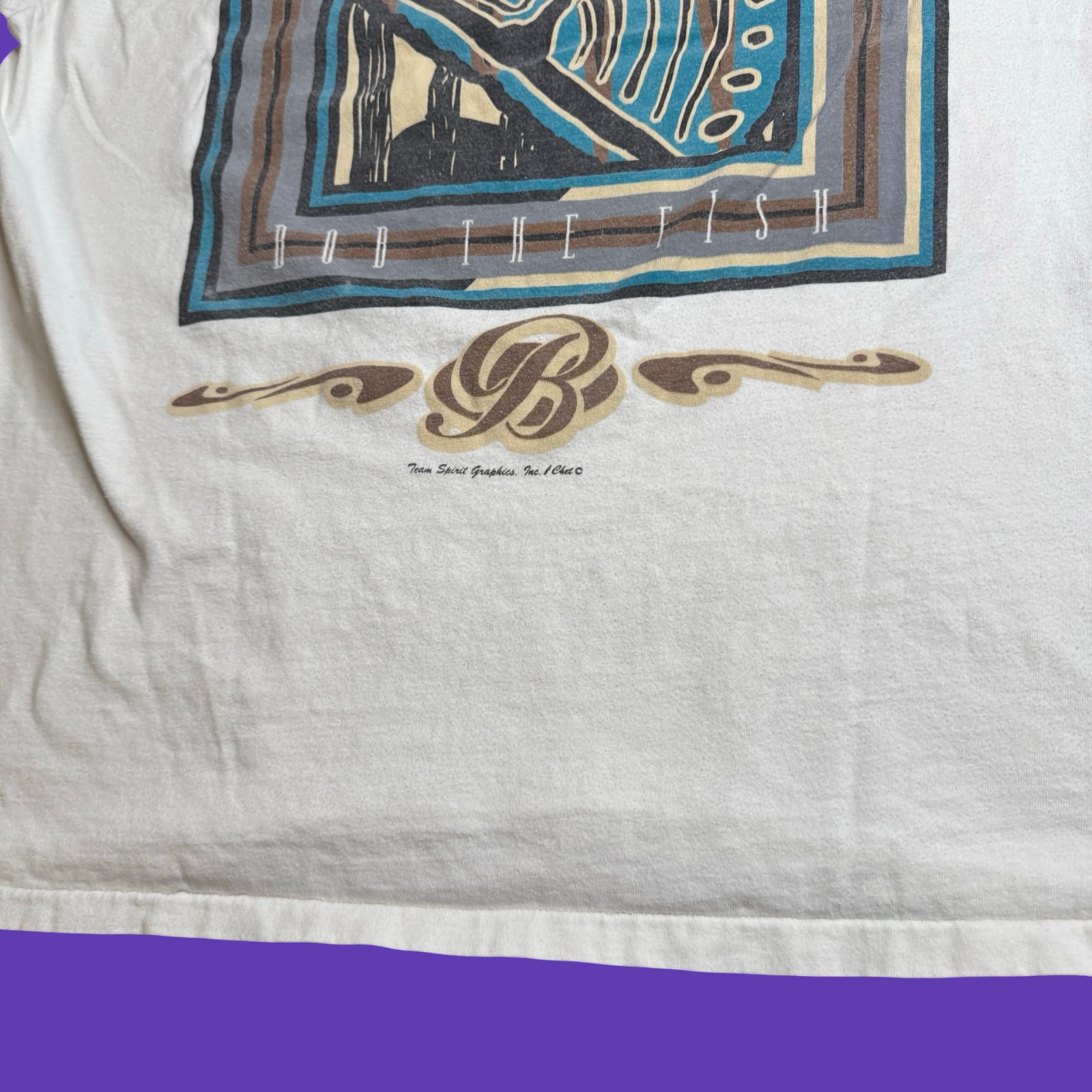 Bob The Fish T Shirt XL White Cotton Fish Portrait Graphic Novelty Vintage Y2K gallery