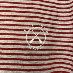 Five Four Mens Round Neck Short Sleeve T Shirt Gray and Red Striped Size Medium