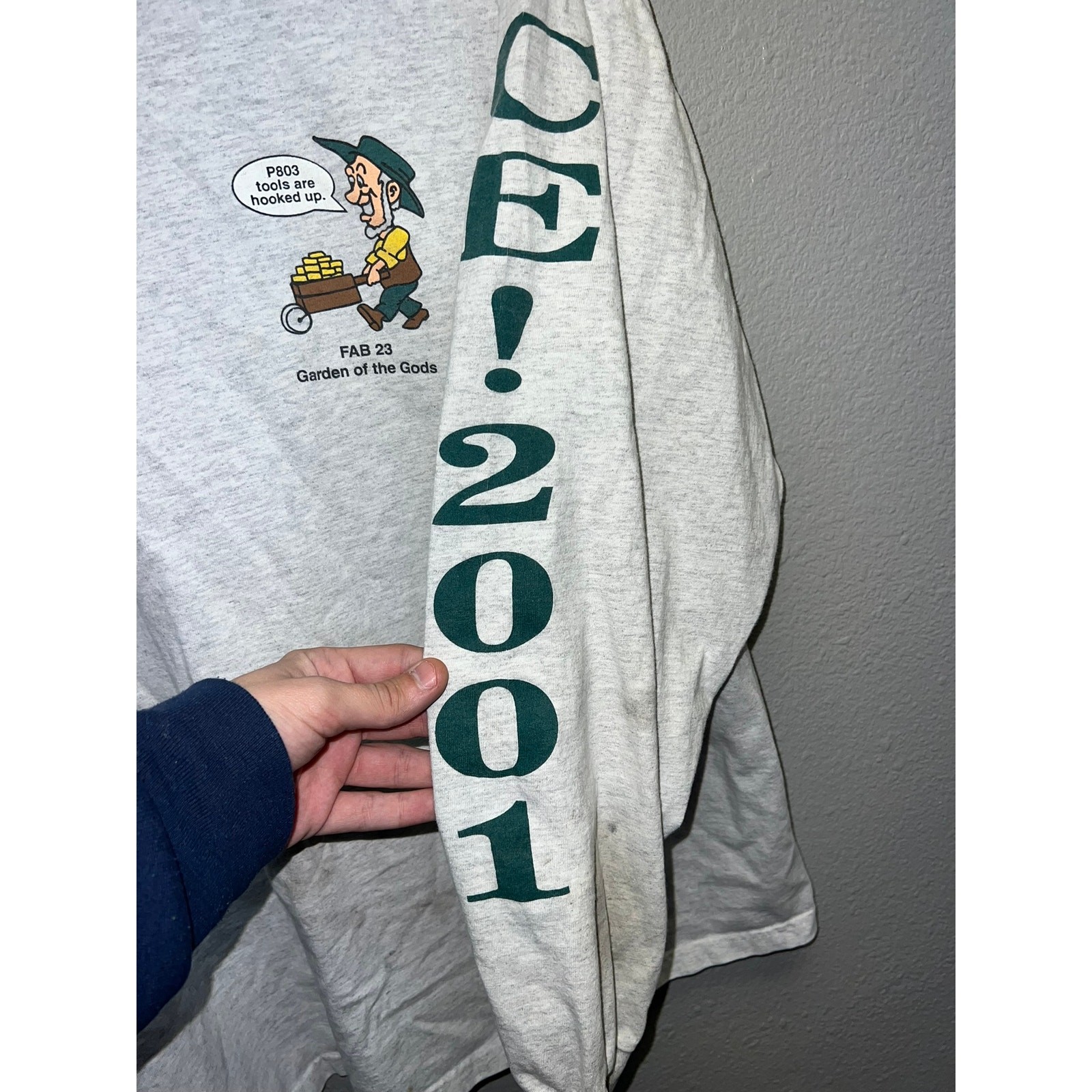 Vintage Garden of The Gods Long Sleeve Shirt P803 2001 Gray Worn Tee Stained XL gallery