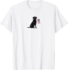 Black Labrador Retriever Holding American USA Flag 4 of July T-Shirt