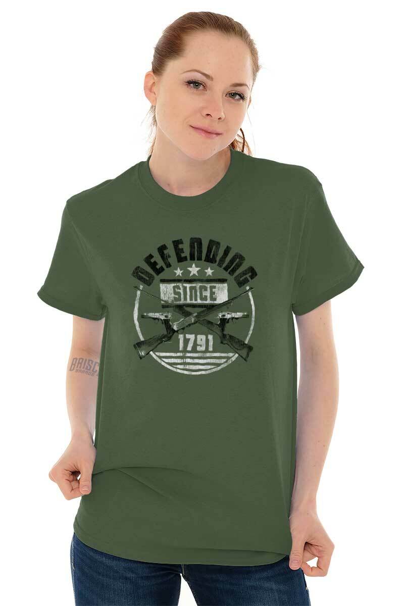 Patriotic Pro Guns Defending 2nd Amendment Womens or Mens Crewneck T Shirt Tee gallery