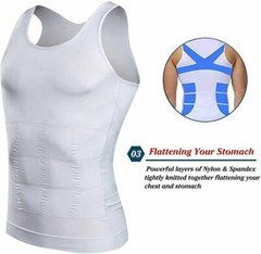 Mens Slimming Body Shaper Posture Corrector Vest Top T-Shirt Abdomen Compression
