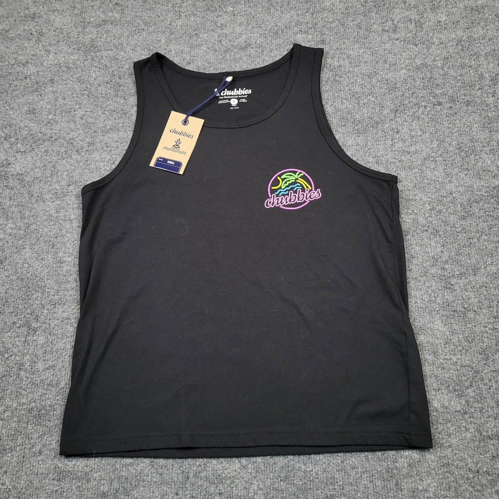 Chubbies Shirt Mens Small Black Neon Dream Tank Top Tropical Beach Graphic Tee gallery