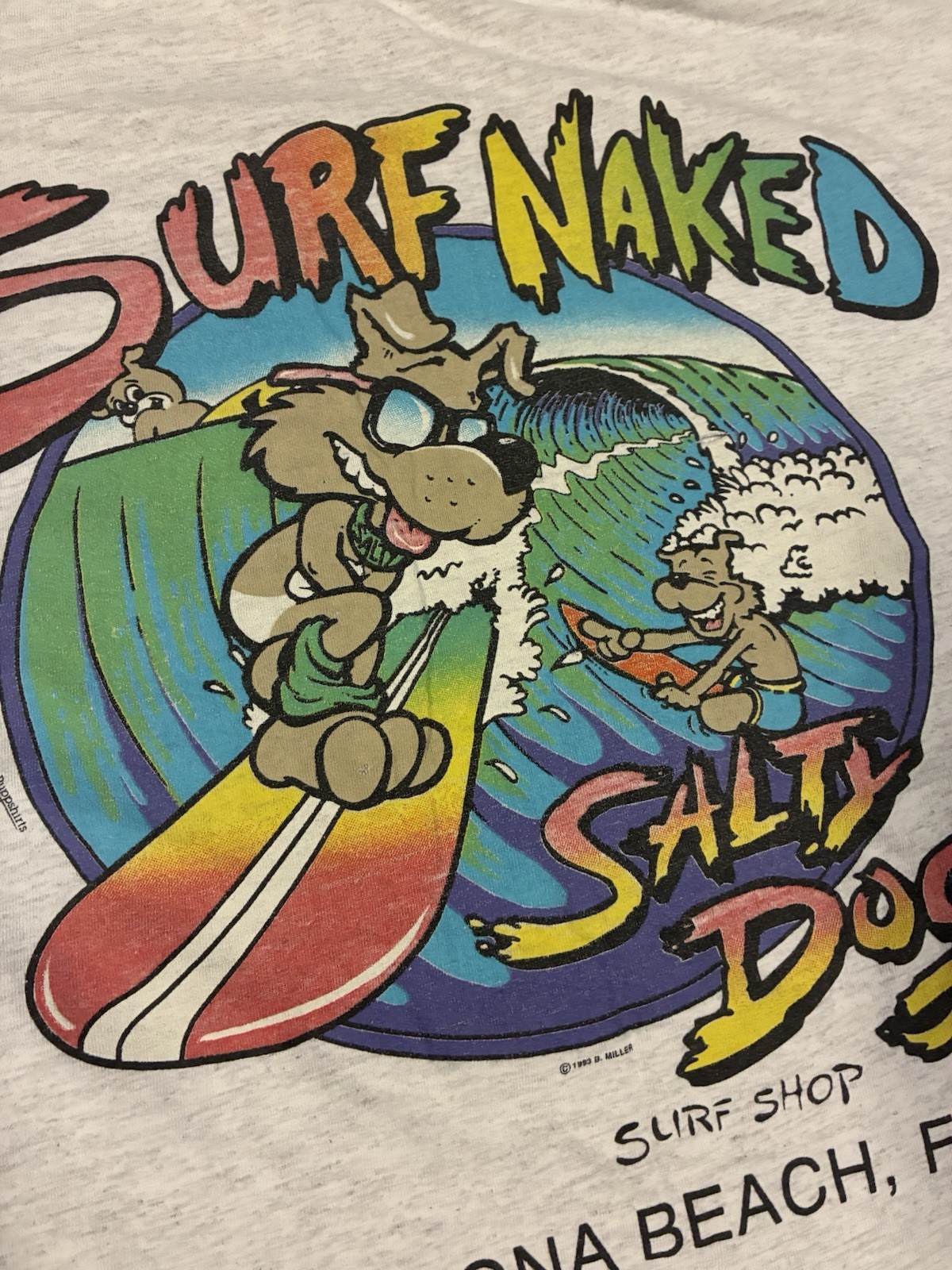 Vtg 93s salty dog surf shop tshirt Beach Surfing florida Size 2XL Single Stitch gallery