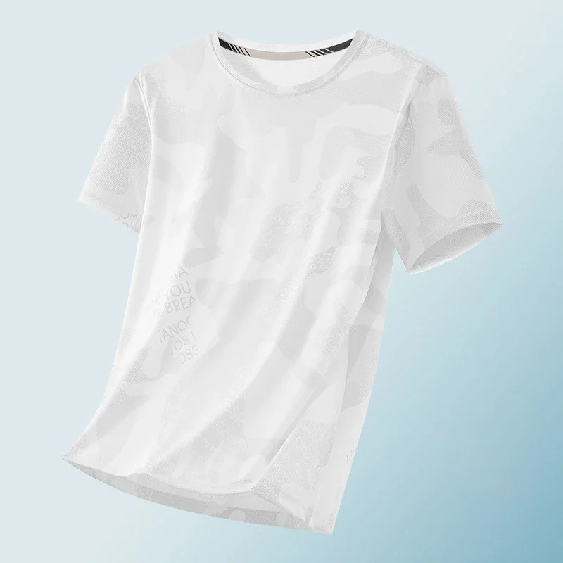2024 New Large Size T-shirt Men's Summer Thin Ice Silk Quick Dry Half-sleeve Men gallery