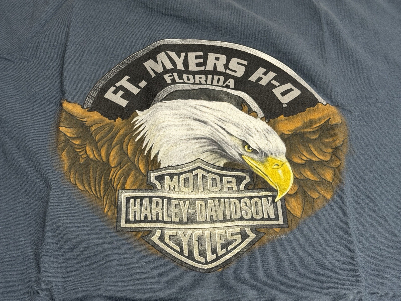 Harley Davidson Eagle T-Shirt Ft Myers Florida Double Sided American Flag XL gallery