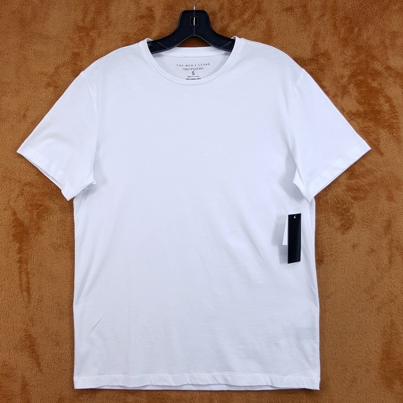 BLOOMINGDALES Shirt Mens Small White Pullover Crew Short Sleeve Supima Cotton gallery