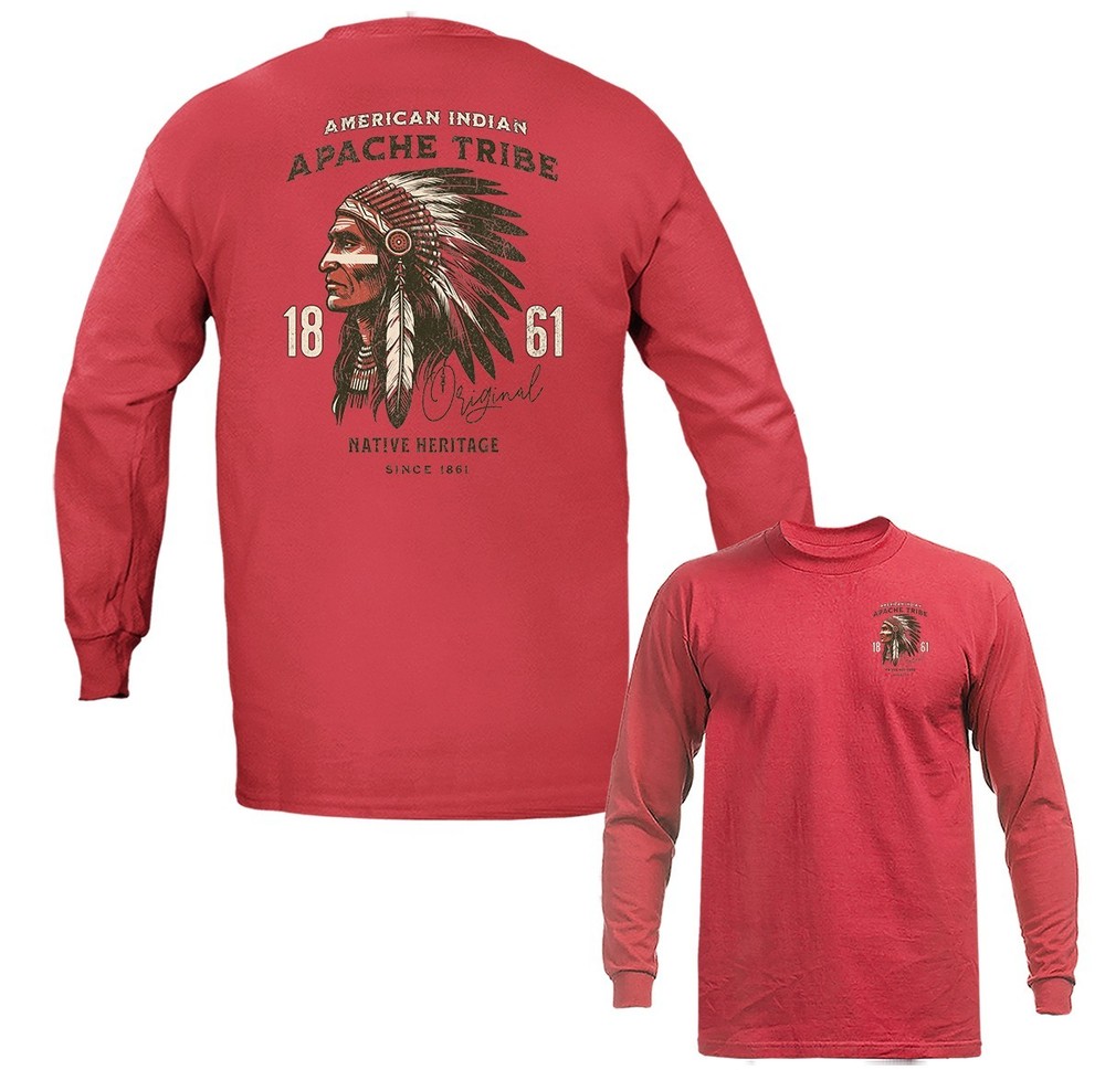 Vintage Apache Tribe Native American Chief Heritage Long Sleeve Shirt