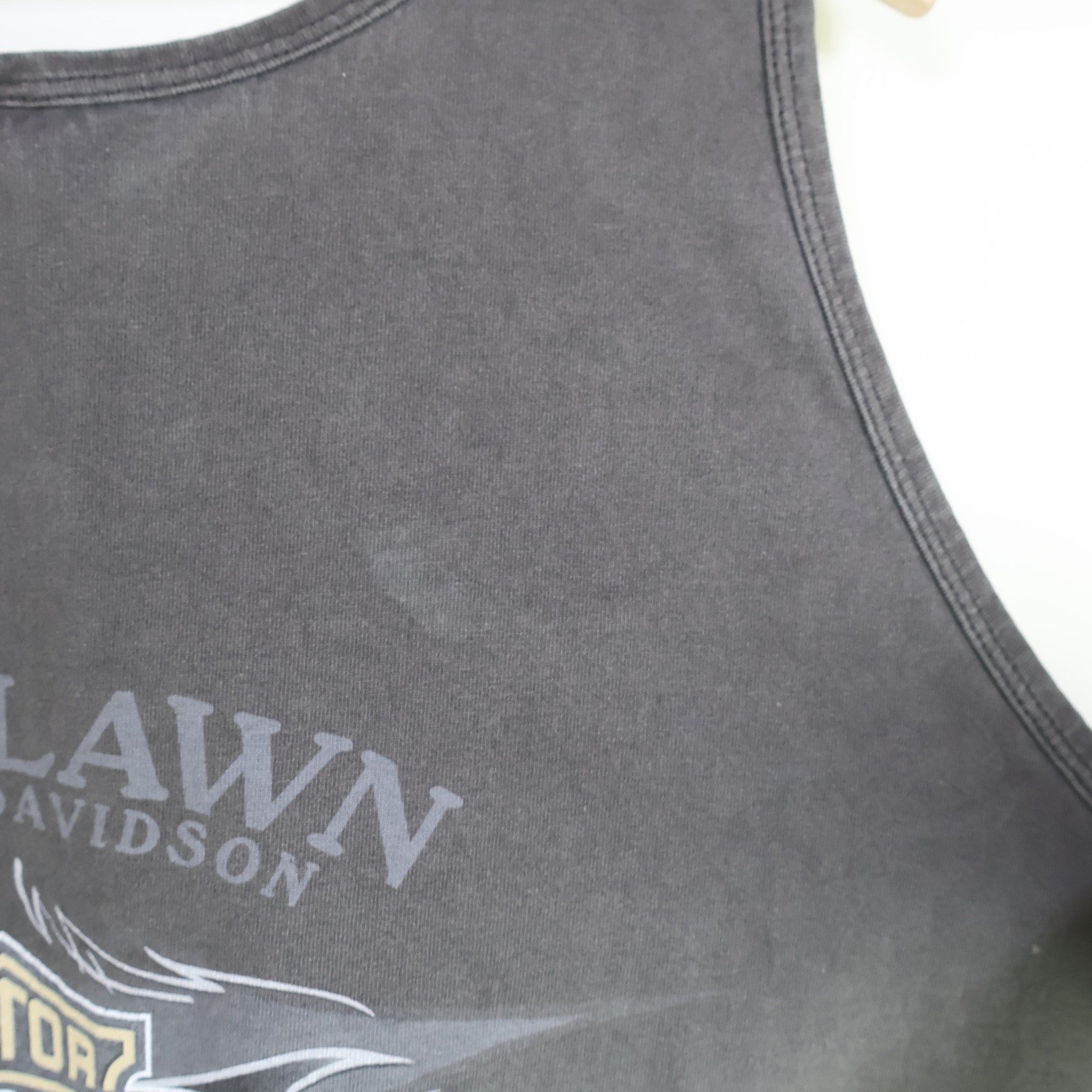 Vintage 2006 Harley Davidson Oak Lawn Tank Top 2X Biker Grunge Fade Black Cotton gallery