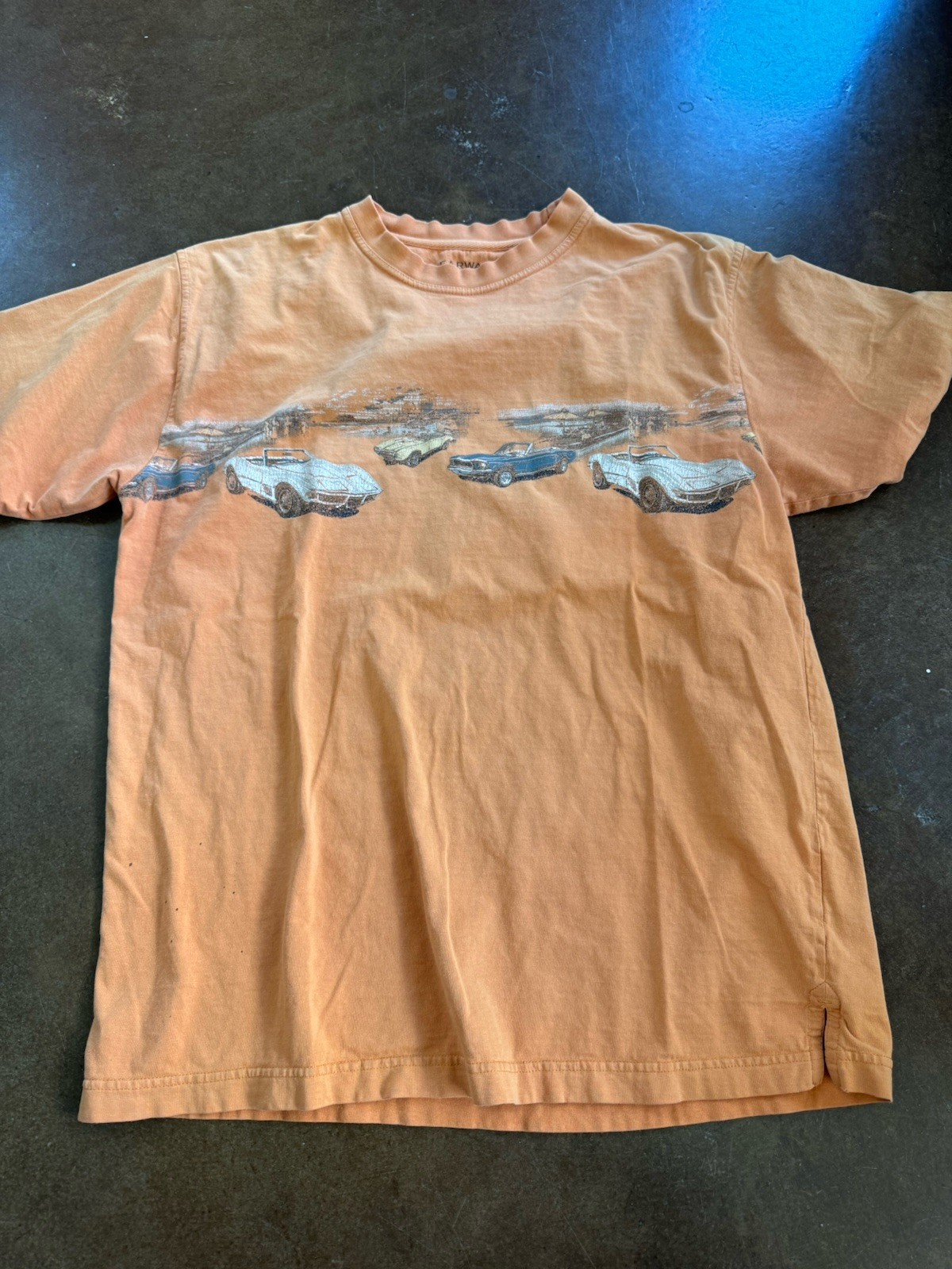 Classic Car Graphic T Shirt Reverse Print Size Large Short Sleeve 100 Cotton USA gallery