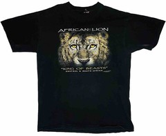 *VTG* Think Ink, Inc. 1999 African Lion ‘King Of Beasts’ Africa Black Shirt; L
