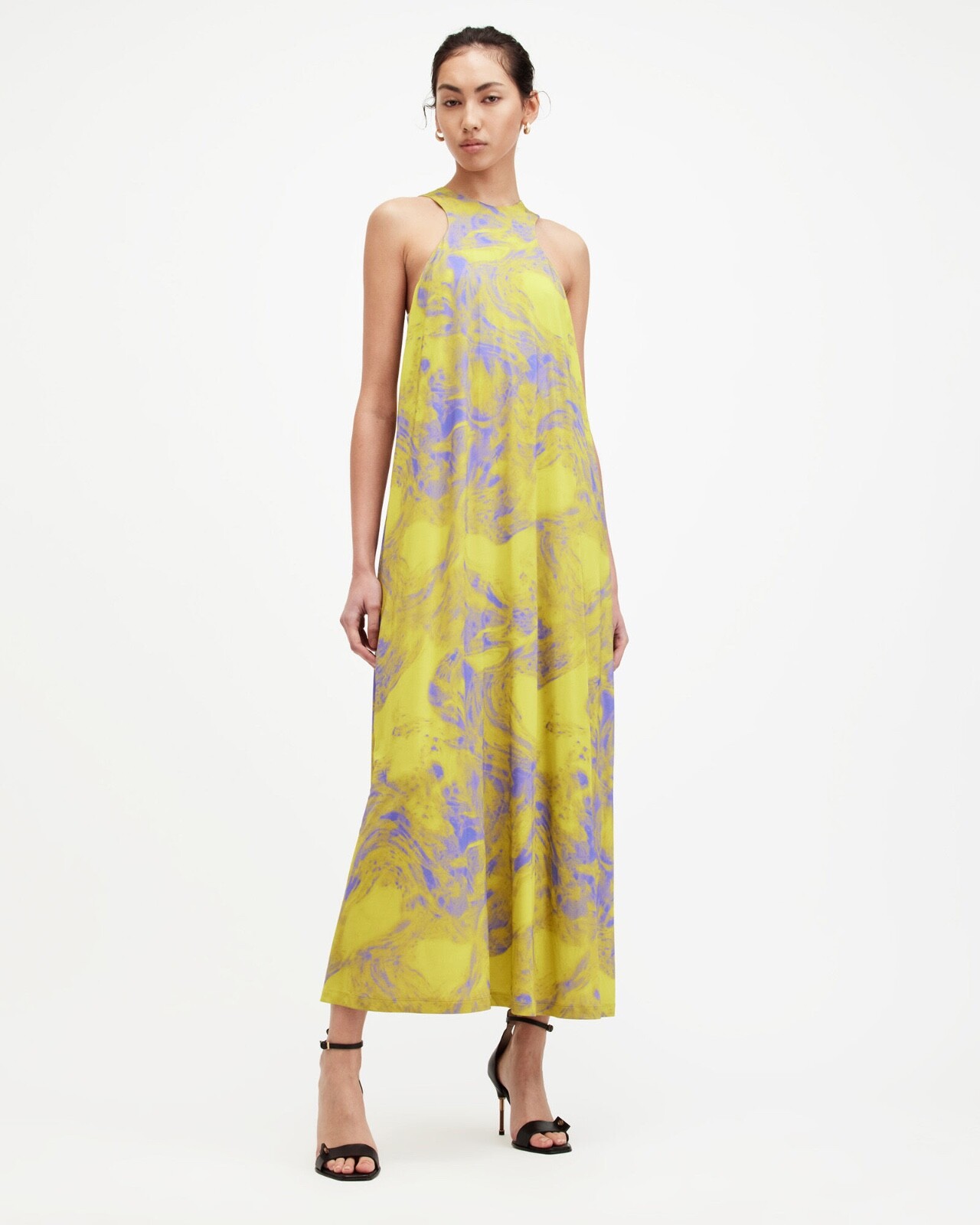 All Saints Womens Printed Maxi Dress Kura Inpiral Viscose Regular Fit Stretch gallery
