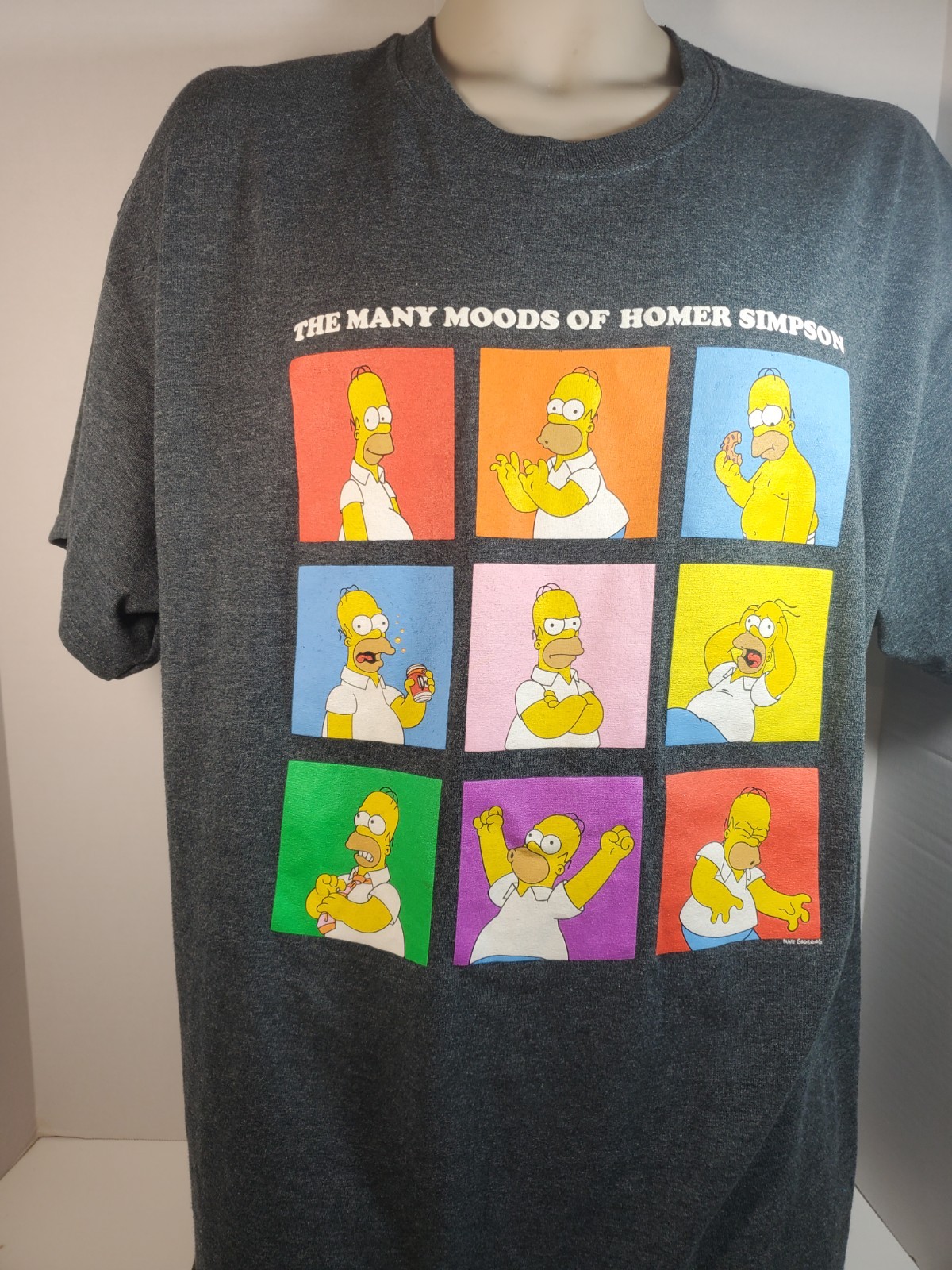 The Many Moods of Homer Simpson T-shirt Box Print Size XL Heather Gray