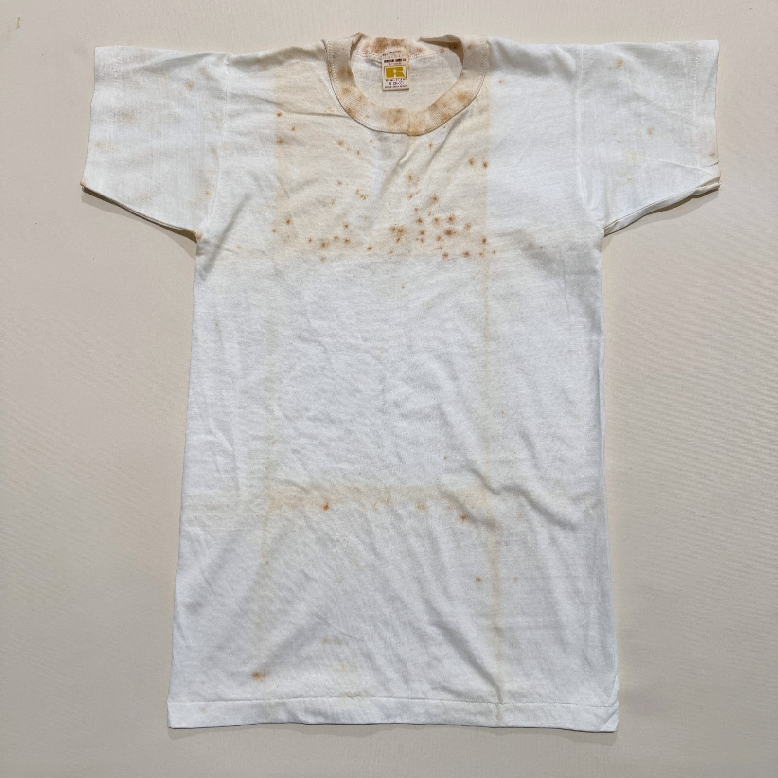 Vintage Russell Athletic Blanks Adult S White T-Shirts Lot of 4 NOS – Stained