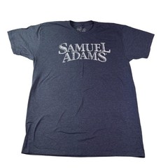 Samuel Adams Shirt Mens Large Gray Graphic Beer Promo Tee 50/50 Poly Cotton