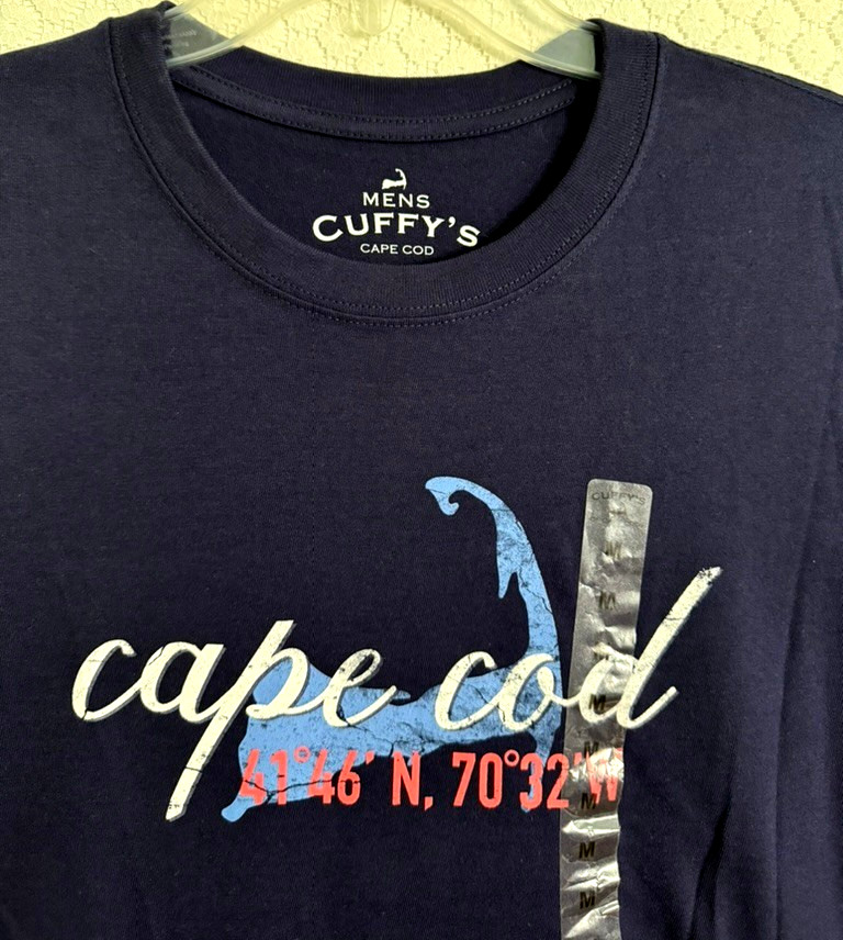 NWT Cuffy's Cape Cod Massachusetts Navy Blue T Shirt - 100% Cotton- Size M gallery
