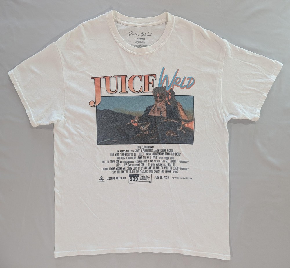 Juice Wrld Shirt Mens L White Legends Never Die 999 Club Album Graphic Tee