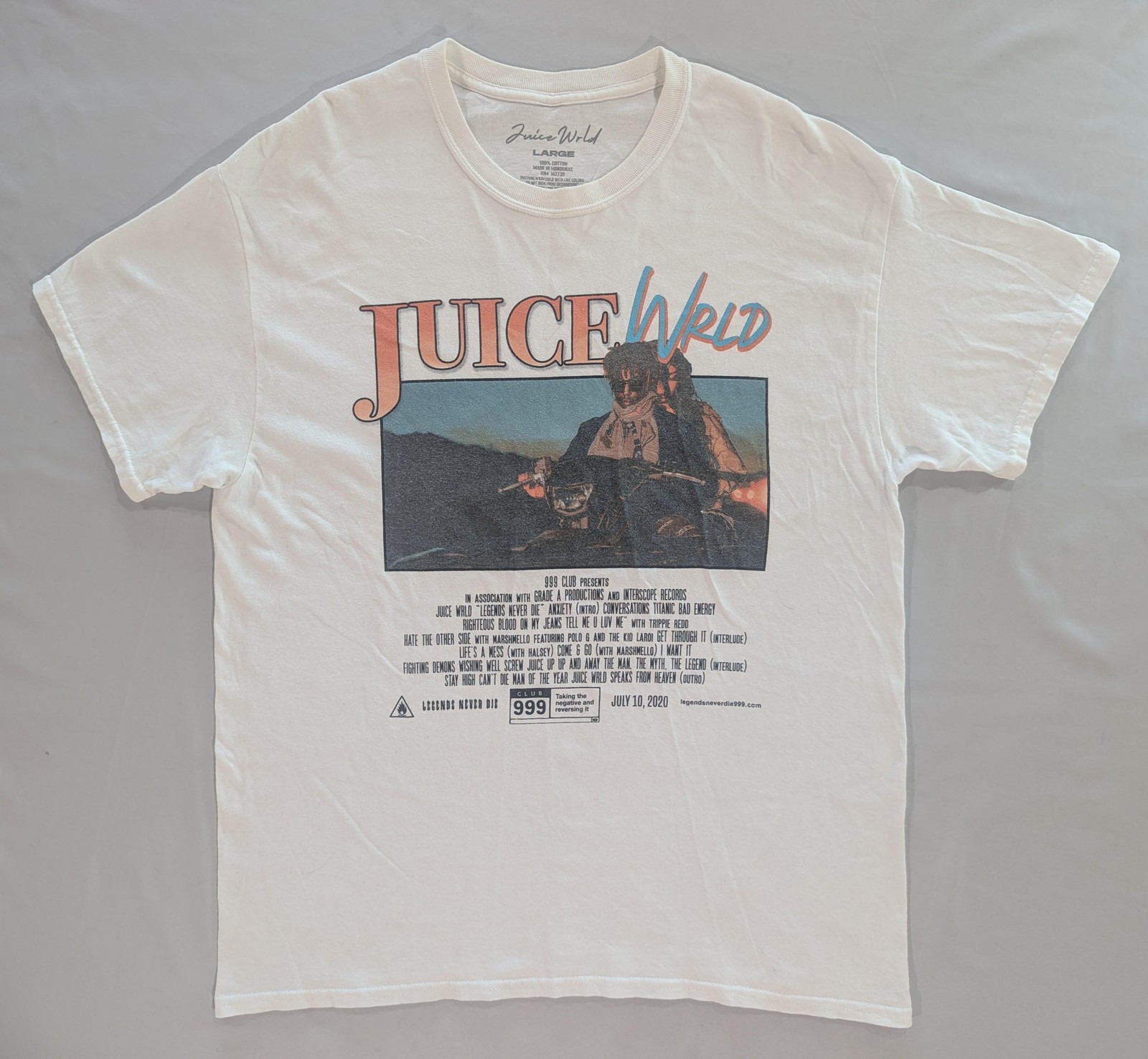 Juice Wrld Shirt Mens L White Legends Never Die 999 Club Album Graphic Tee