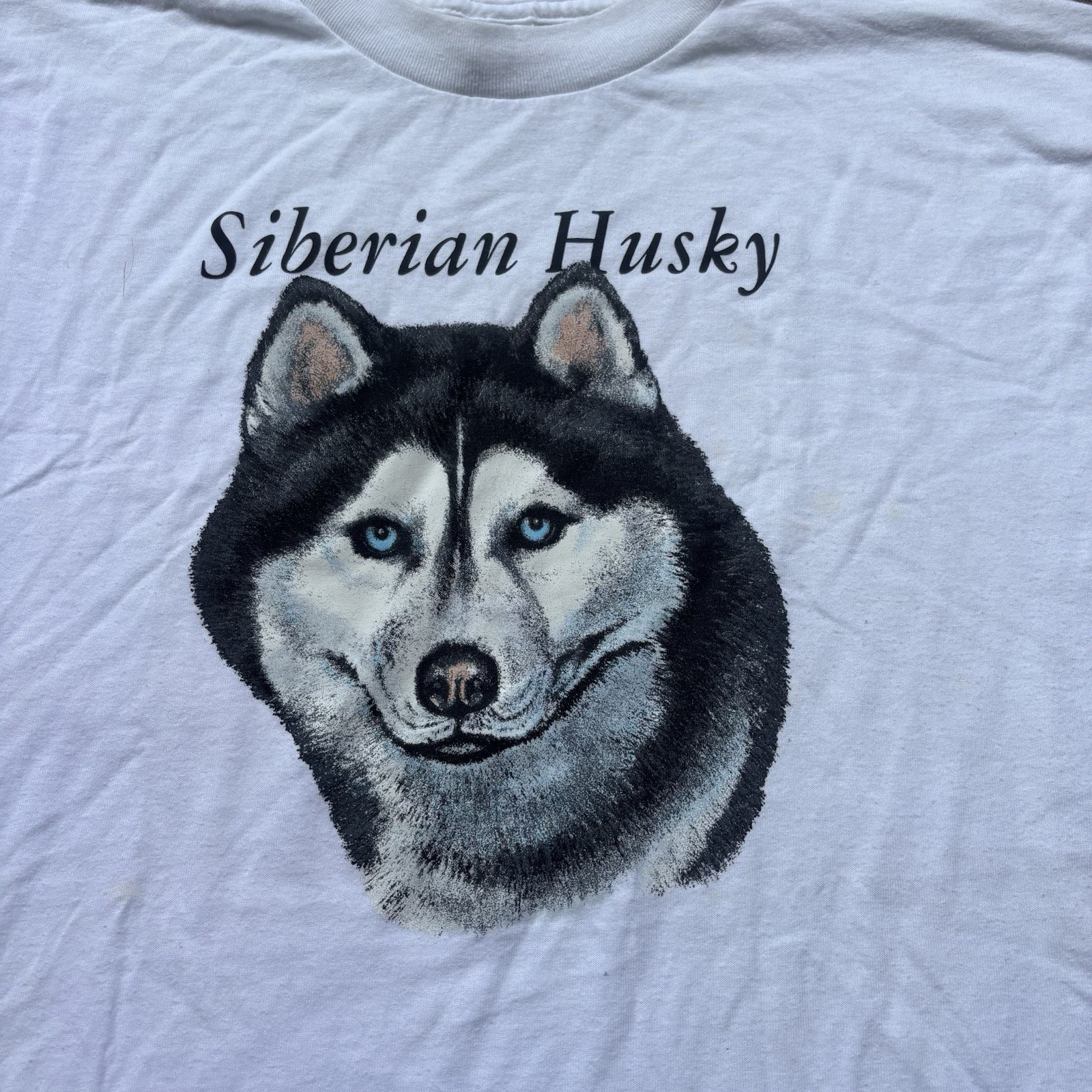 Vintage 90s Siberian Husky Dog Nature T Shirt White Size XL Made in USA gallery