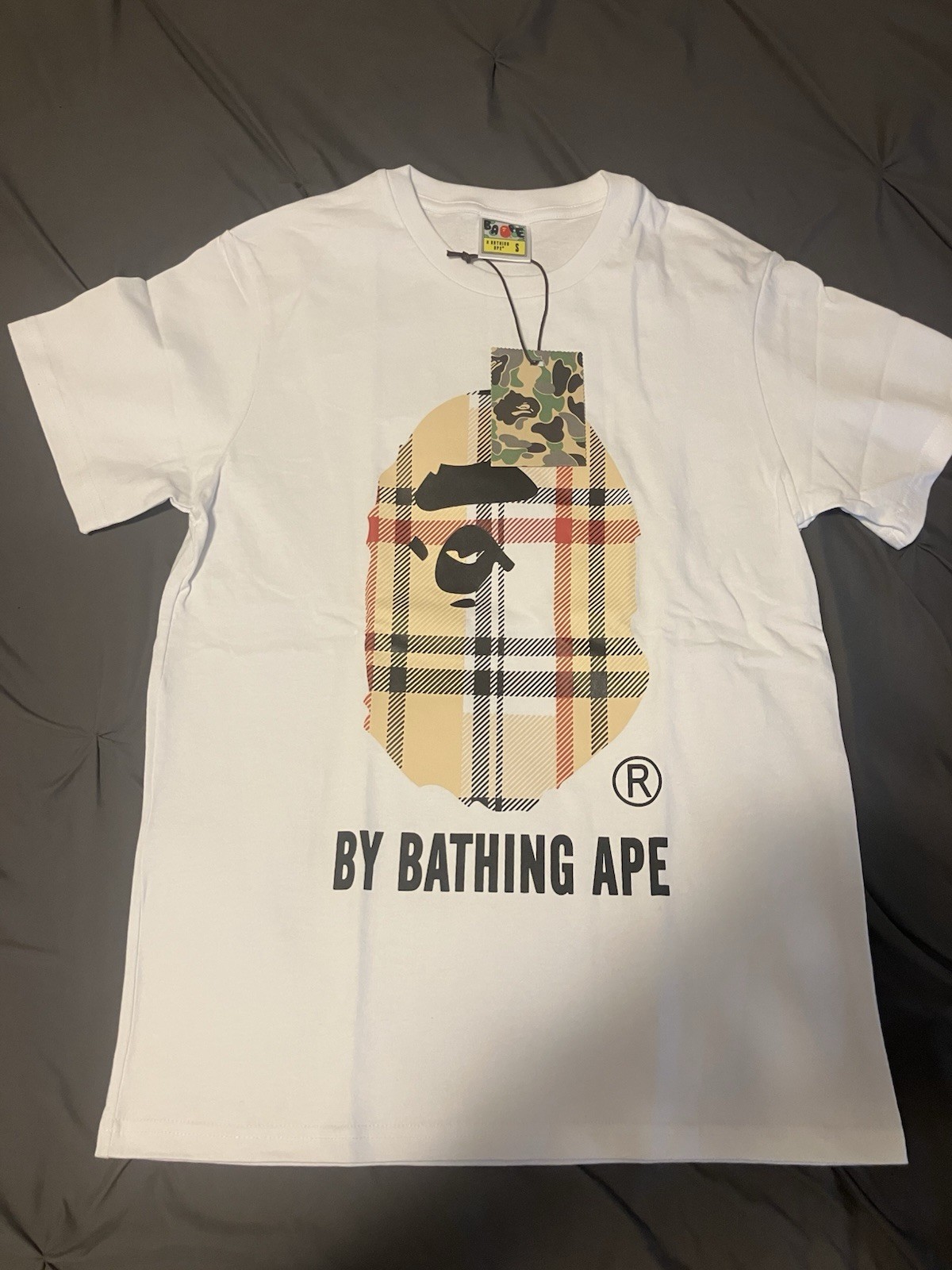 A Bathing Ape BAPE White Ape Head Graphic Logo Cotton Crew Neck Tee Men's S gallery