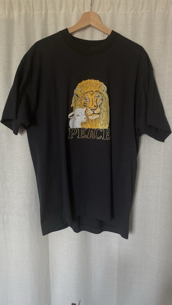 Vintage 80s 90s Screenstars Peace Lion Print Single Stitch T-shirt