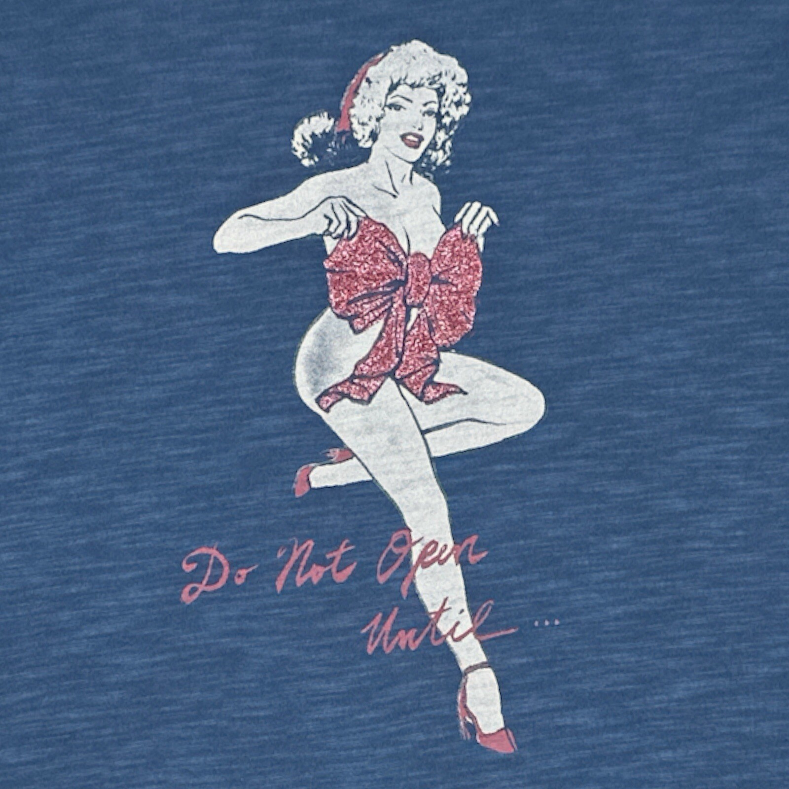 Lucky Brand T Shirt Christmas Sexy Pinup Girl Vintage Graphic Mens Large Blue gallery