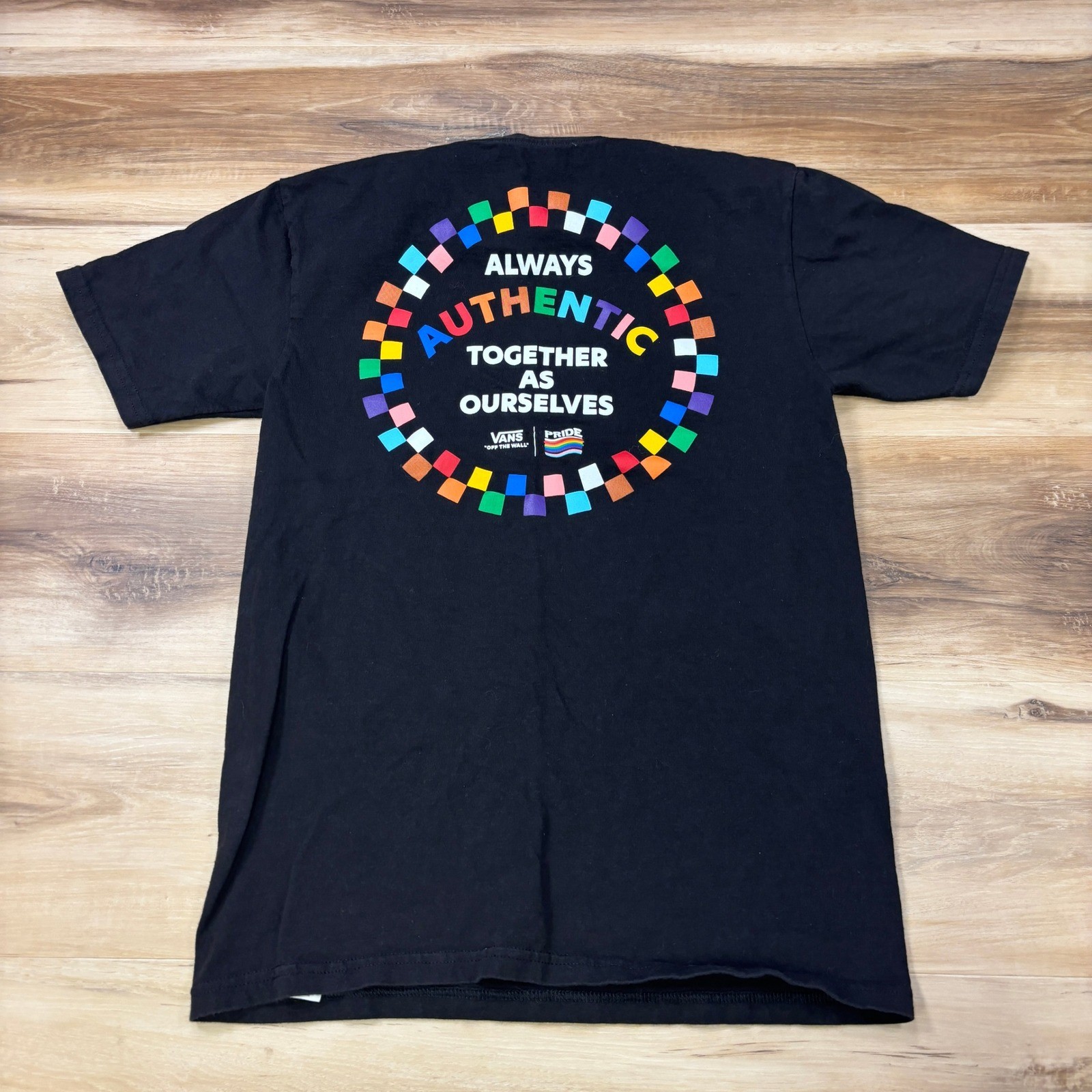 Vans Pride T-Shirt Mens Small Graphic Cotton Classic Fit Black Streetwear Tee gallery