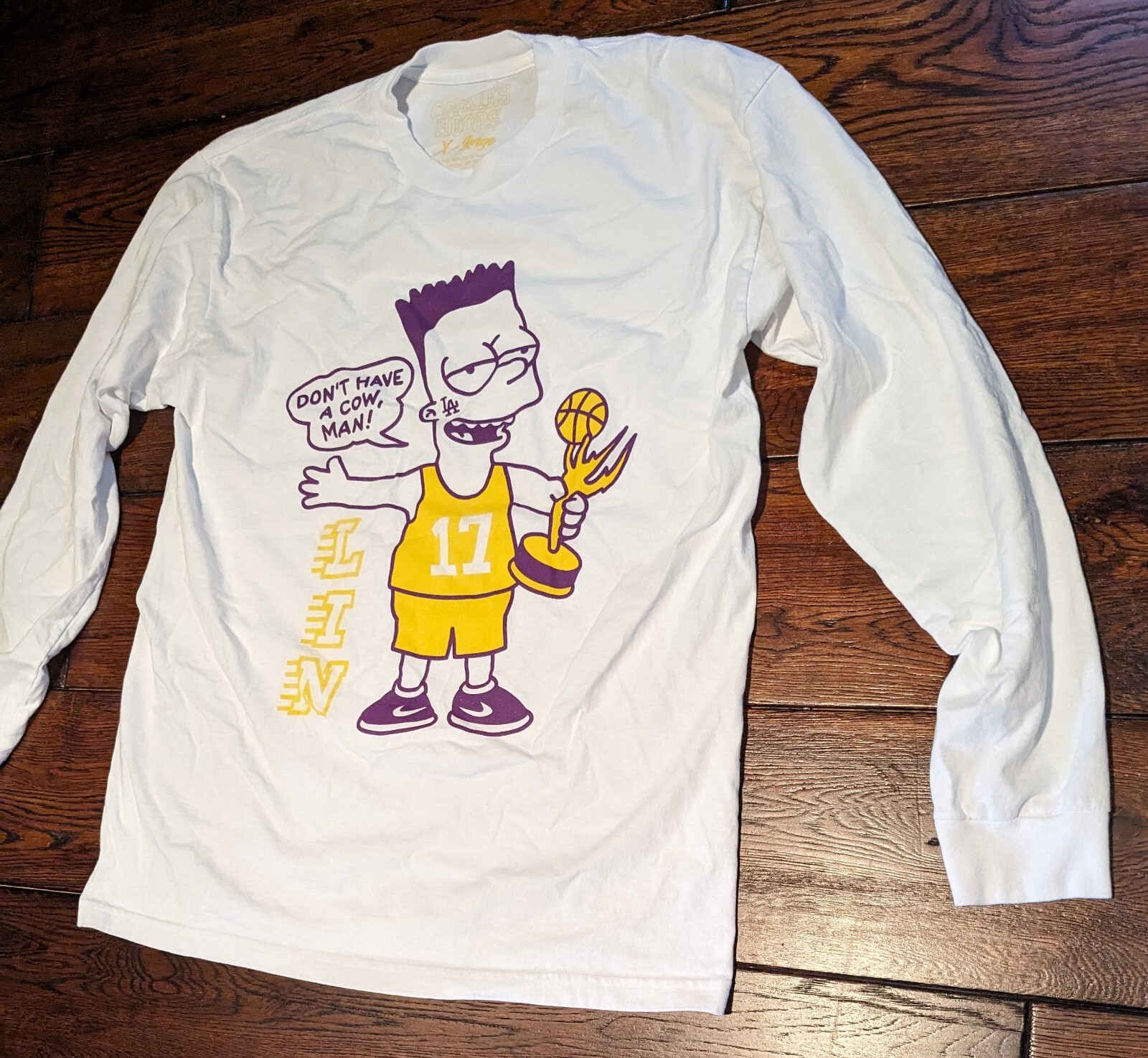 Cookies Hoops Men's Bart Simpson LA Los Angeles Lakers Long Sleeve Shirt Size XL gallery