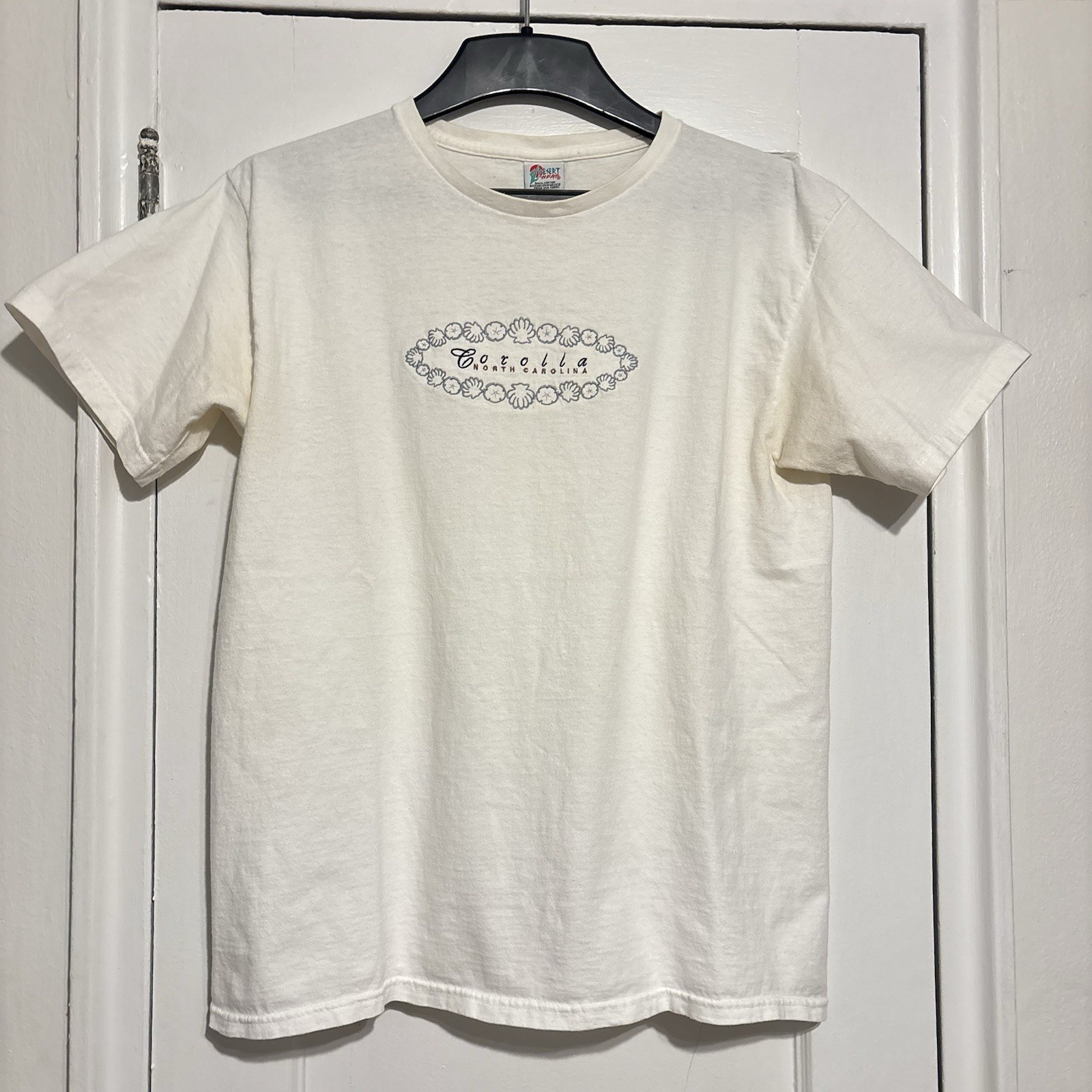 Vintage 90s Corolla North Carolina Surf Sand Sz Large White T-shirt Embroidered