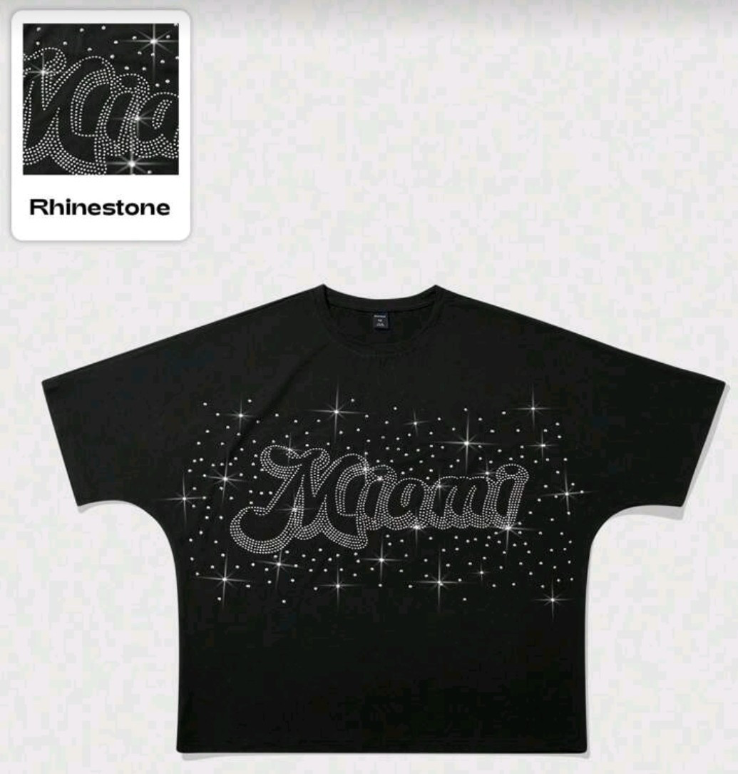 New Men Luxury Diamond Rhinestone Miami Black Fashion T-Shirt High Quality gallery