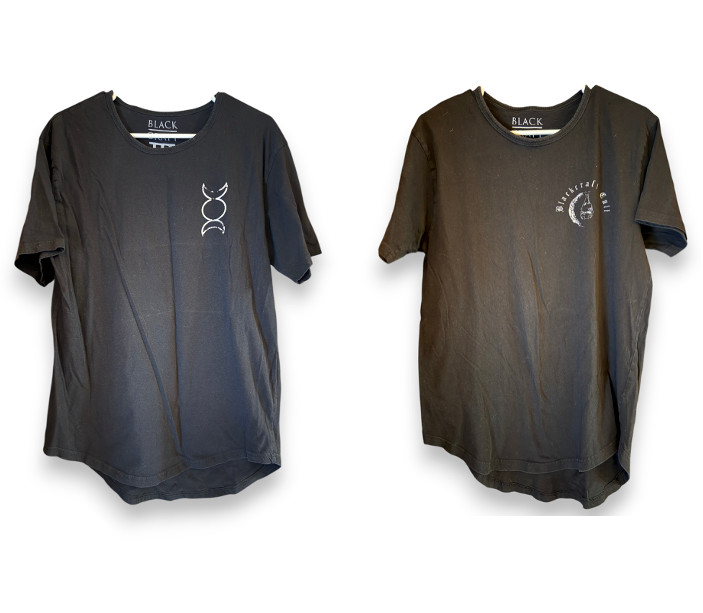 2pc Black Craft Cult II & III Graphic T-Shirts Size LARGE Black Bats Triple Moon gallery